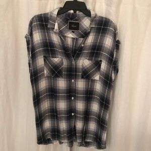 Rails Navy and White Plaid Top